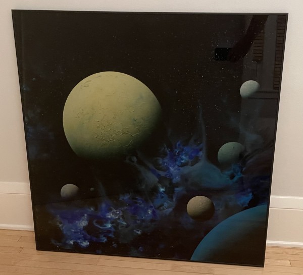 "Mansions" Original Mixed Media on Glass with Reverse Painting by Dave Archer