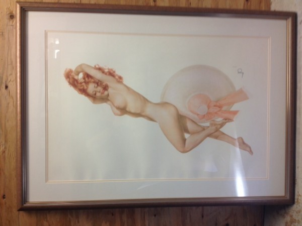 Legacy Nude #2, "Pink Hat" Framed Lithograph/Arches by Alberto Vargas