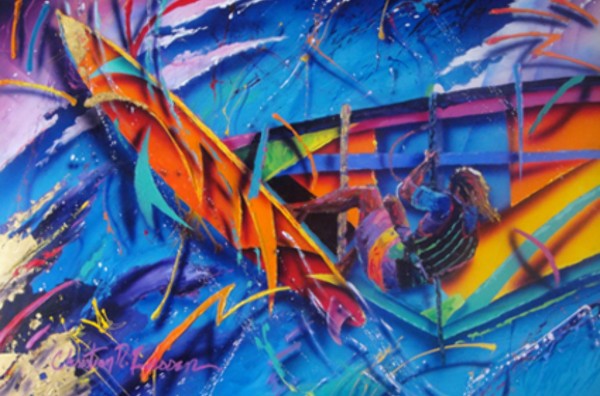 Windsurfer" original oil on canvas by Christian Riese Lassen