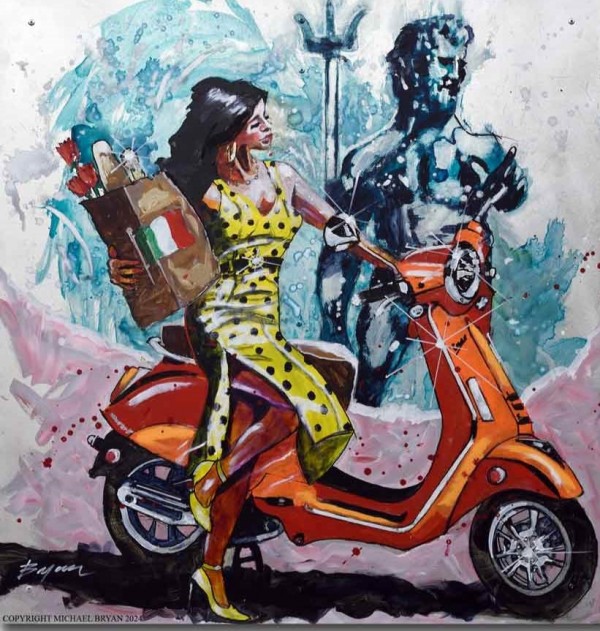 "Ahhhh Roma" Original Mixed Media on Aluminum by Michael Bryan