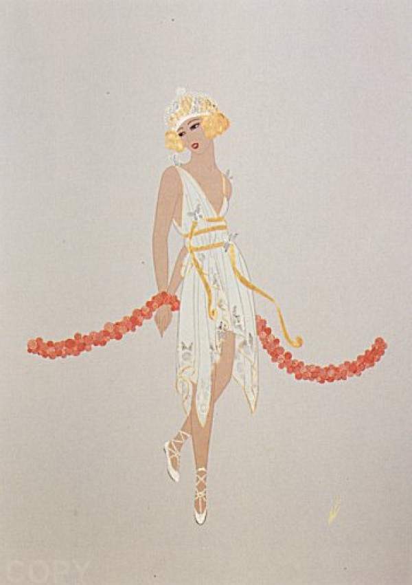 "June" Estate-Signed Embossed Serigraph with Foil Stamping by Erte