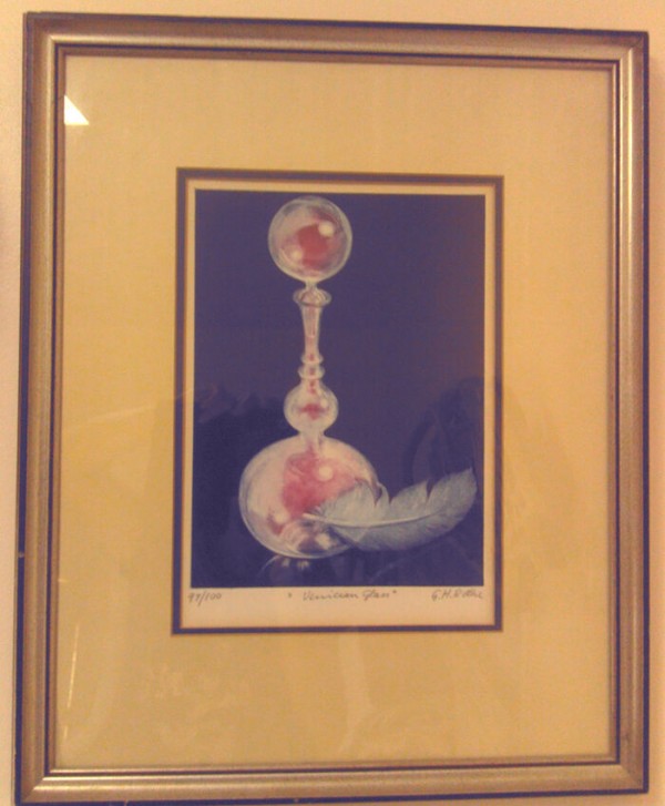 "Venetian Glass" Framed Mezzotint by G. H. Rolhe