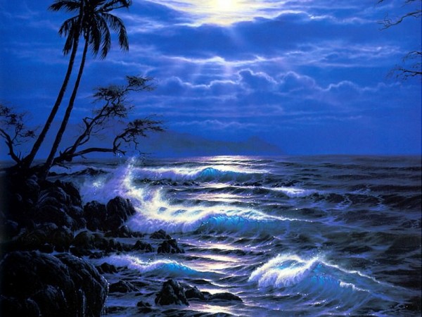 "Blue Dawn" Mixed Media on Paper by Christian Riese Lassen