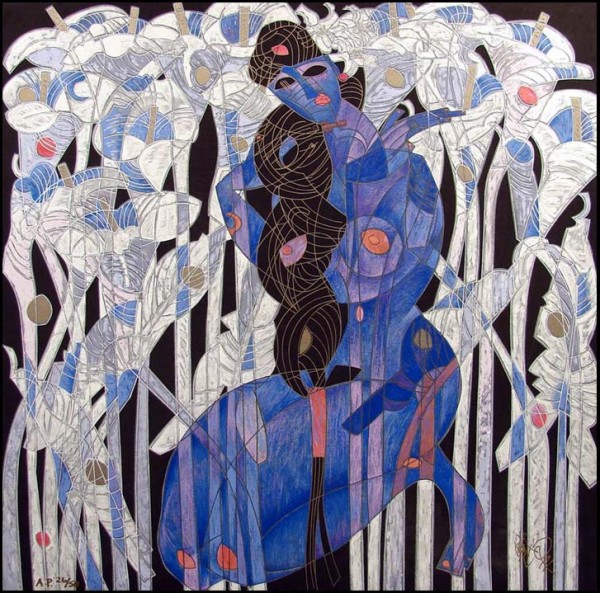 "Calla Lilies" Serigraph by Jiang