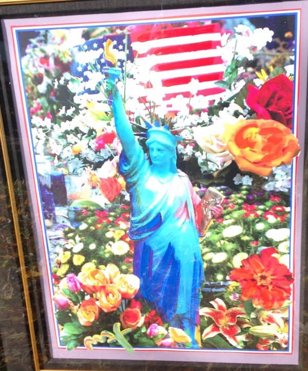 "Land of the Free, Home of the Brave II" Unique Mixed-Media Acrylic on Lithograph by Peter Max