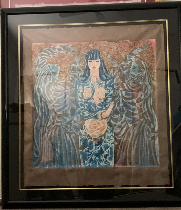 "Goddess of the Roses" Deluxe Serigraph on Black Rice Paper by Ling Zhou