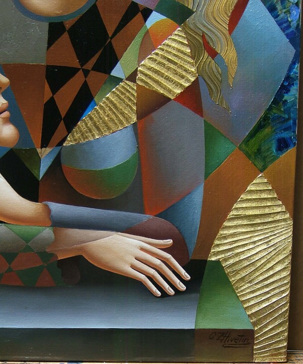 "Their Circle" Original Mixed Media on Canvas by Oleg Zhiventin