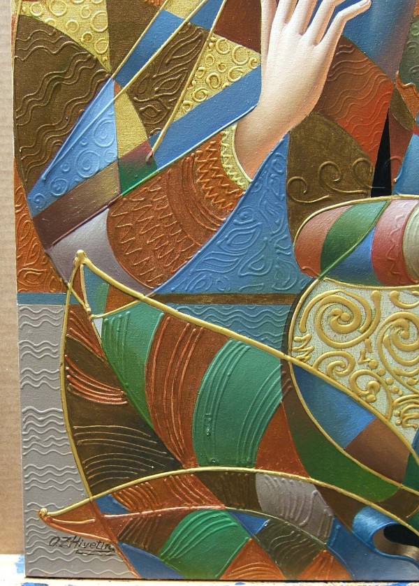 "A Park for Two" Original Mixed Media on Canvas by Oleg Zhivetin