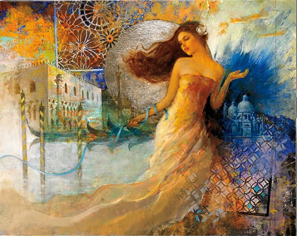 "Venise Éclatante" Serigraph on Canvas by Francois Fressinier