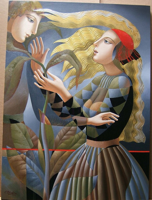 "The Date" Original Mixed Media on Canvas by Oleg Zhivetin