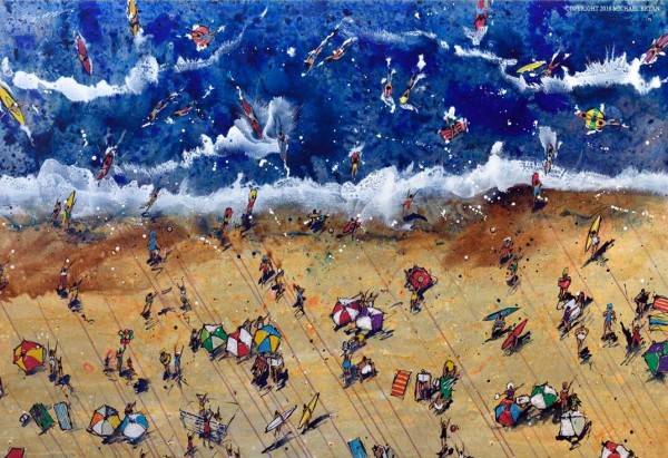 "Summer" Original Hand-Worked Mixed Media on Aluminum by Michael Bryan