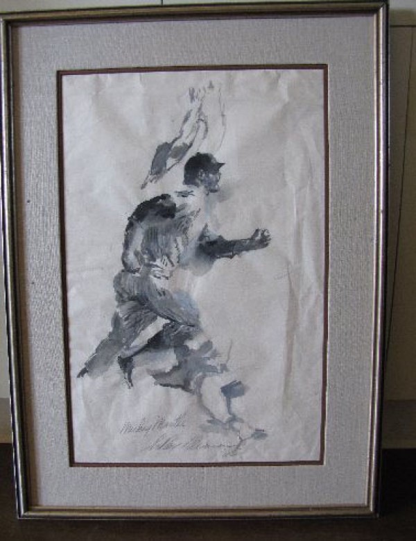 "Mickey Mantle" Original Ink/Rice Paper by LeRoy Neiman