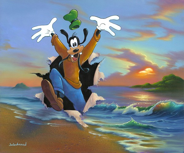 "Goofy's Grand Entrance" Hand-Embellished Giclee/Canvas by Jim Warren