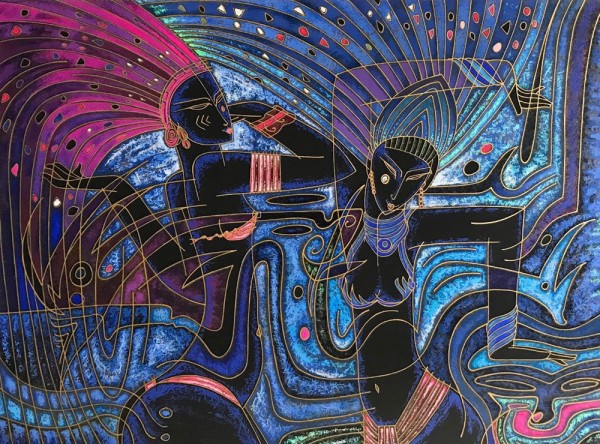 "Sambistas" 1990 Serigraph on Arches Paper by Adrian Wong Shue