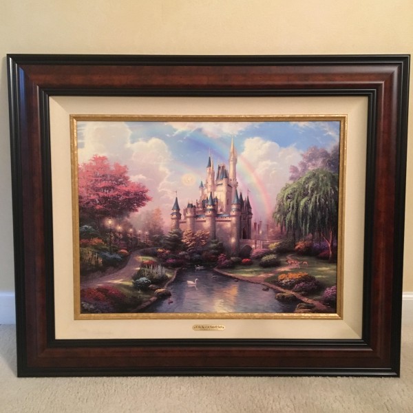 “A New Day at the Cinderella Castle” Hand Highlighted Canvas print by Thomas Kincade