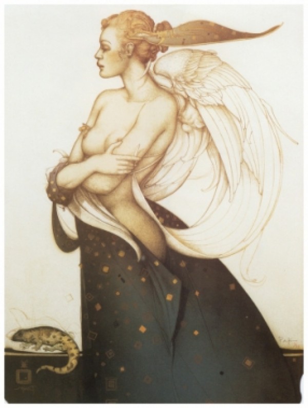"The Golden Salamander" Hand-Pulled Stone Lithograph by Michael Parkes