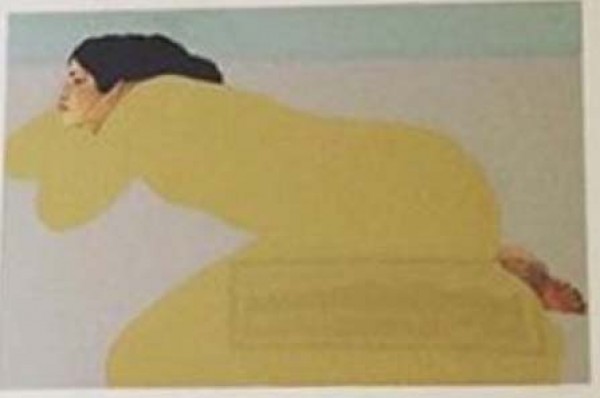 "Yellow Dress" serigraph by Pegge Hopper