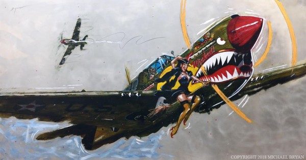"Wicked" Kittyhawk MK1 Original Mixed Media on Aluminum by Michael Bryan