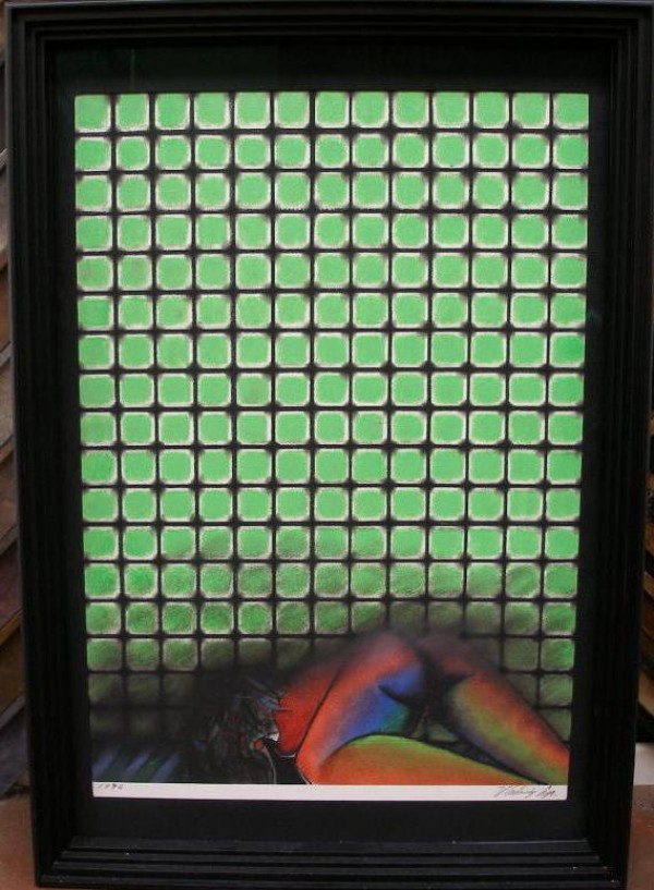 "Desnudo en la Ventana” 1996, Framed Original Pastel by Vladimir Cora
