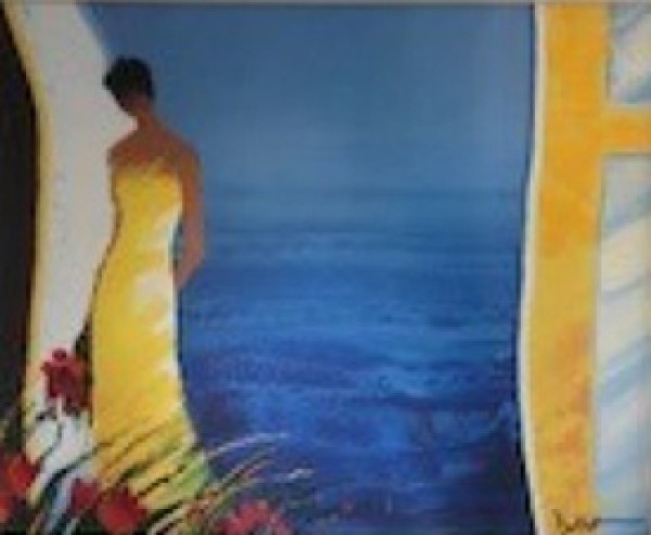 "Douceur Bleue" Hand-Embellished Giclee on Canvas by Emile Bellet