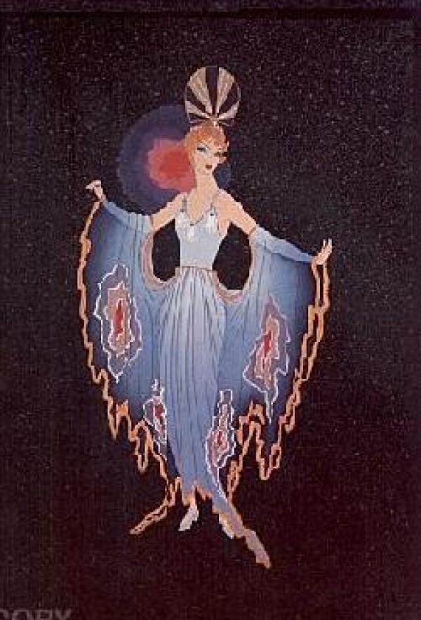 "Twilight" Embossed Serigraph with Foil Stamping by Erte