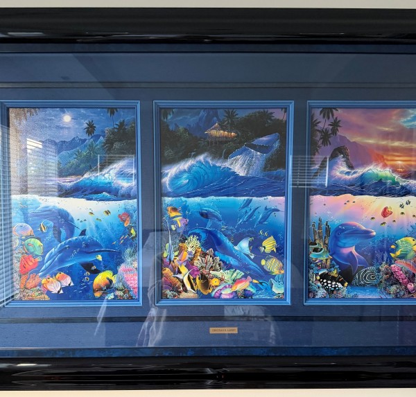 "Beyond the Reef"  Framed Triptych Lassengraph by Christian Riese Lassen