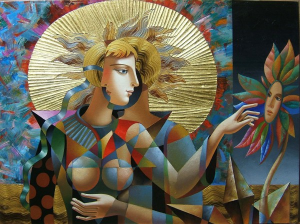 "Three As One" Original Mixed Media on Canvas by Oleg Zhivetin
