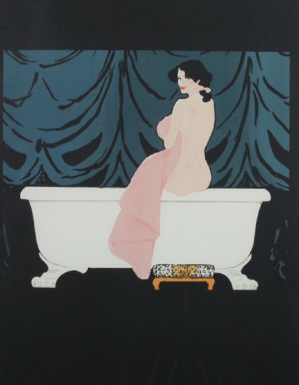 "Diane Au Bain"  or Woman in Tub Silkscreen by Rene Gruau