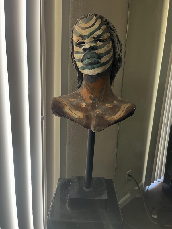 Warrior Hand-Painted Clay Sculpture by Woodrow Nash