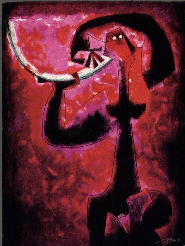 "Woman With Watermelon" Acryligraph by Byron Galvez