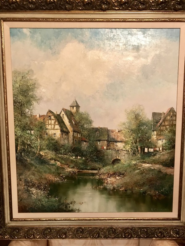 "French Village" Original Oil on Canvas by Willi Bauer