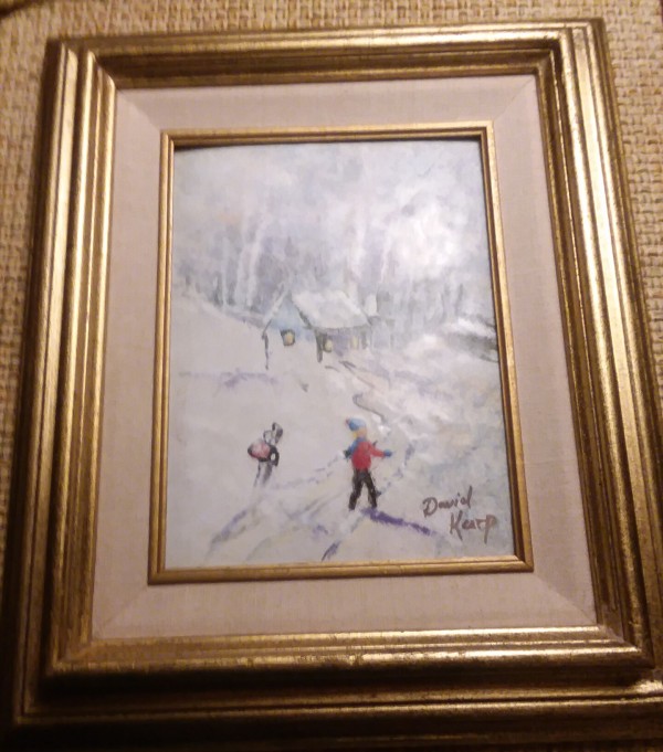 "Boy In Snow" Original Enamel on Copper by David Karp