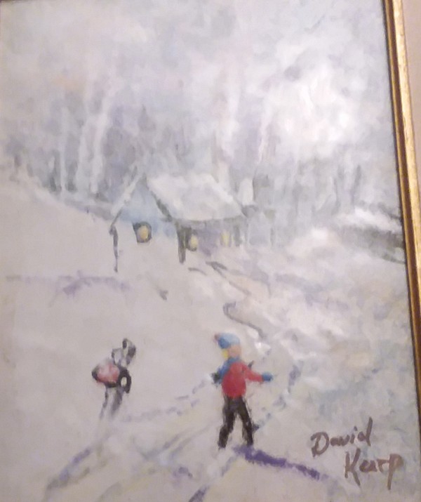 "Boy In Snow" Original Enamel on Copper by David Karp