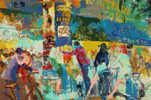 "Left Bank Cafe" Serigraph by LeRoy Neiman