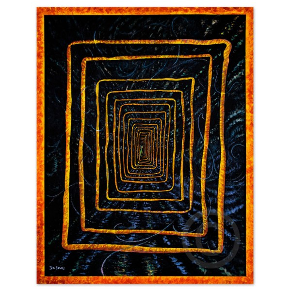 "Green Cat in Uleaborg Findland Subway" Mixed-Media Pigment Print on Archival Canvas by Dr. Seuss