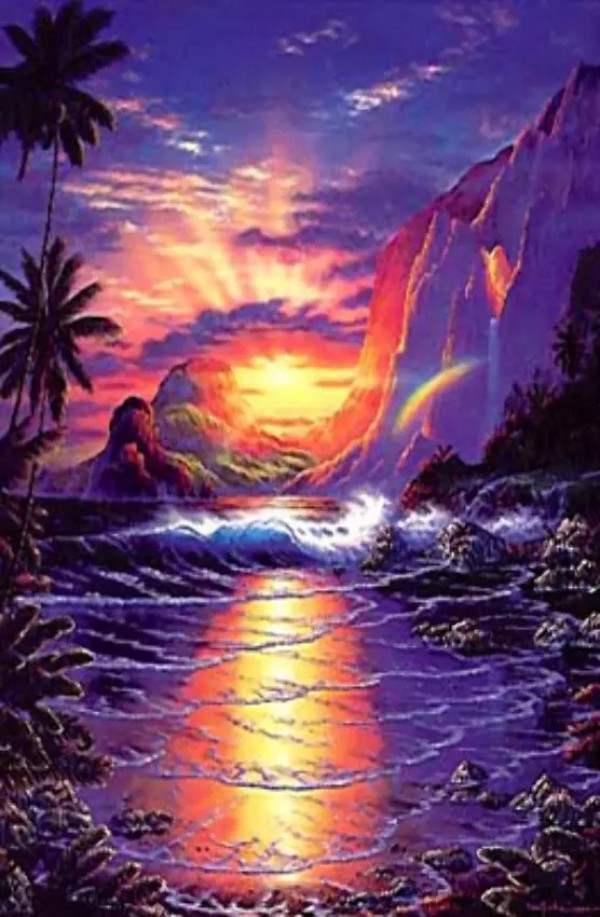 "Heaven on Earth" Mixed Media Graphic on Paper by Christian Riese Lassen