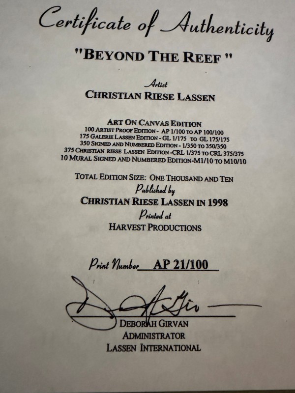 "Beyond the Reef" Framed Lassengraph triptych by Christian Riese Lassen