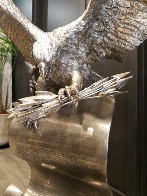 "The American Patriot" Bronze and Silver Sculpture by Lorenzo Ghiglieri