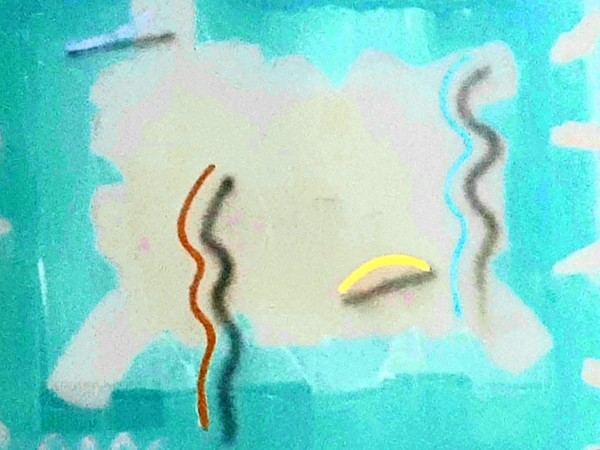 "Aerial View Blue" 1985 Original Acrylic on Paper by Mark Erickson