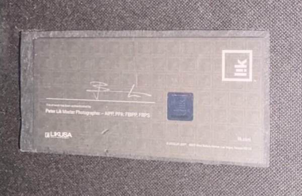 "Sunday 5:47AM" Acrylic face-mounted photographic print on high-gloss, metallic (silver halide) paper by Peter Lik