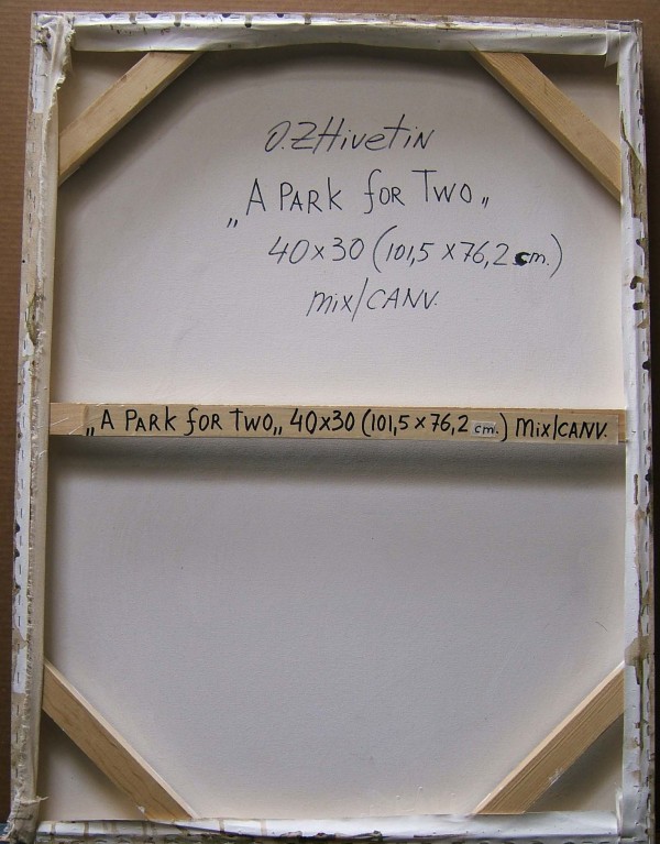 "A Park for Two" Original Mixed Media on Canvas by Oleg Zhivetin