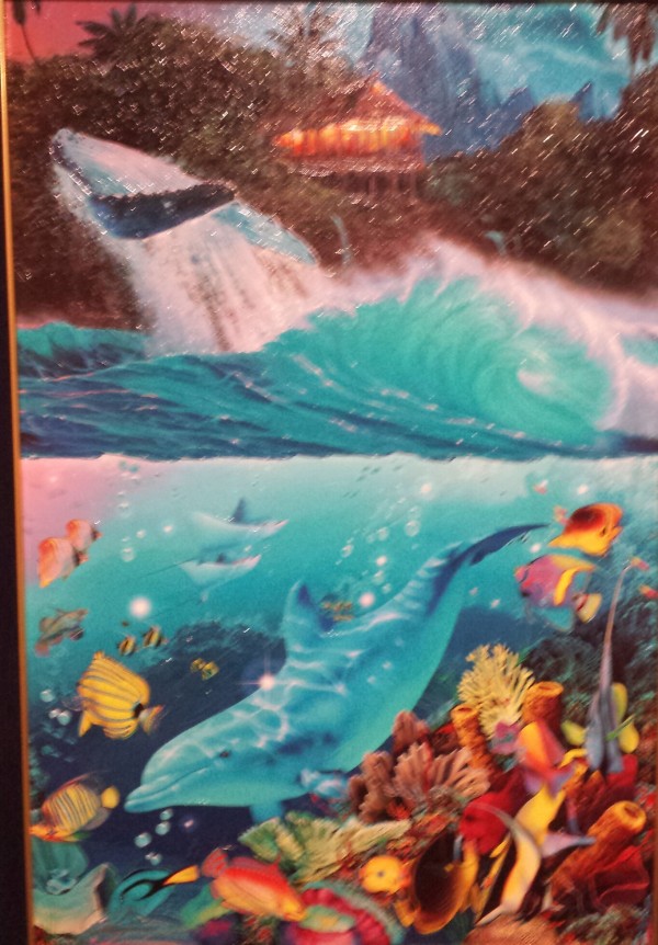 "Shangri-La" Deluxe Unique Mixed Media Diptych with 6 small diamonds by Christian Riese Lassen