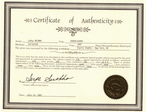 Baden Baden Serigraph by LeRoy Neiman