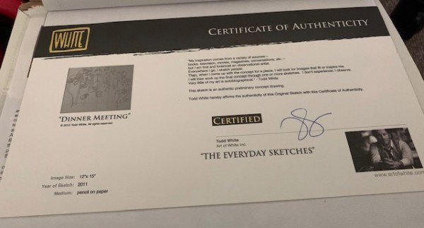 "Dinner Meeting" Original Drawing by Todd White