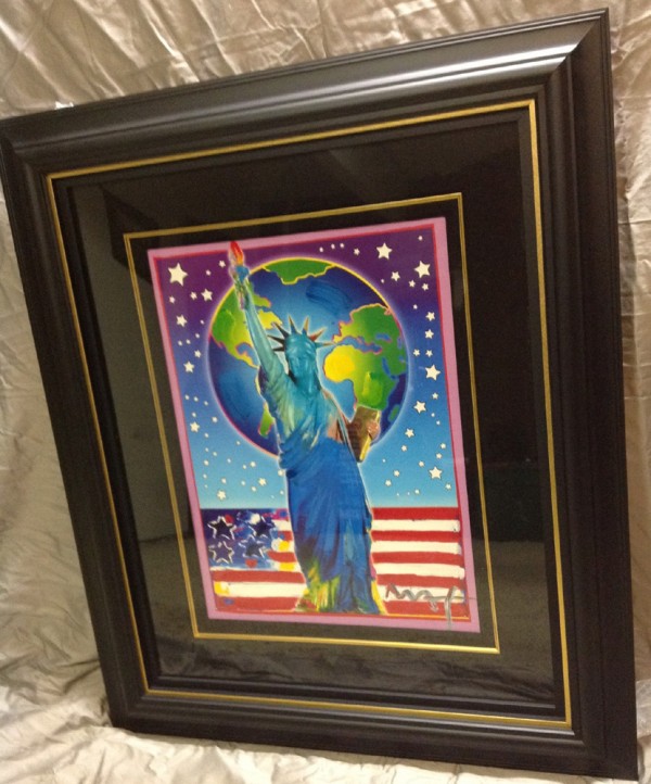"Peace On Earth III" Framed Mixed Media Unique Acrylic on Lithograph by Peter Max