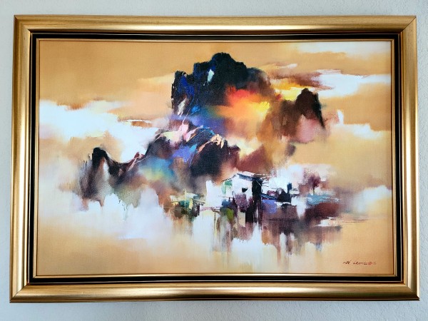 "Golden Riverside" Original Oil on Canvas by Hong Leung