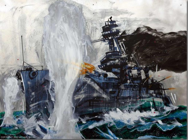"Dreadnaught" Original Hand-Worked Mixed Media on Aluminum by Michael Bryan