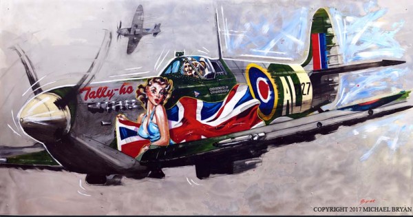 "Tally-Ho" Spitfire Giclee on Canvas or Aluminum by Michael Bryan