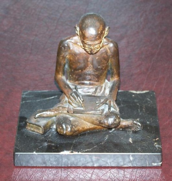 "Ghandi" bronze sculpture by Clayton Robbins