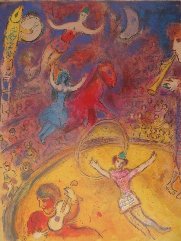 "Le Cirque" Hand Signed,  Hand pulled color lithograph by Marc Chagall